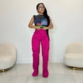 thumbnail image 2 of Pantalones de trabajo multibolsillos de color sólido para mujer, modernos y casuales, 2 of 6