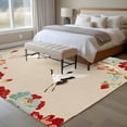 thumbnail image 4 of Area Rug for Living Room, Rustic Crane Non-Slip Indoor Large Carpet for Bedroom/Dining Room, Vintage Red Teal Spring Floral Botanical Washable Low-Profile Rectangle Floor Runner Rugs - 6 x 9 Ft, 4 of 8