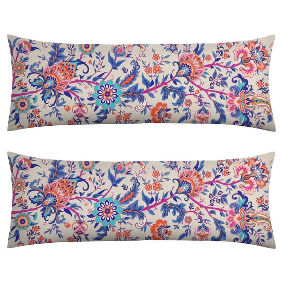 Floral Paisley Body Pillow Cover 20x54 - Elegant Boho Long Pillow Case with Zipper, Classic Decorative Pillow Cover, Soft & Skin-Friendly for Maternity Use
