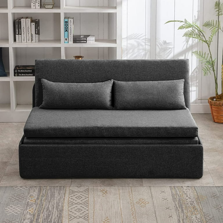 Mjkone Twin Size Convertible Sofa Bed Modern Pull Out Linen