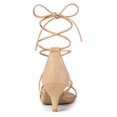 thumbnail image 4 of Sandalias de Tiras con Tacón de Gatito Allegra K Cordón Arriba para Mujer Marrón 41, 4 of 7