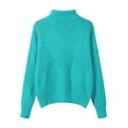 thumbnail image 5 of Bibifish Womens Sweaters Diamond Pattern Long Sleeve High Neck Knit Tops Autumn Winter Patchwork Thickened Loose Sweaters Base Sweaters, 5 of 5