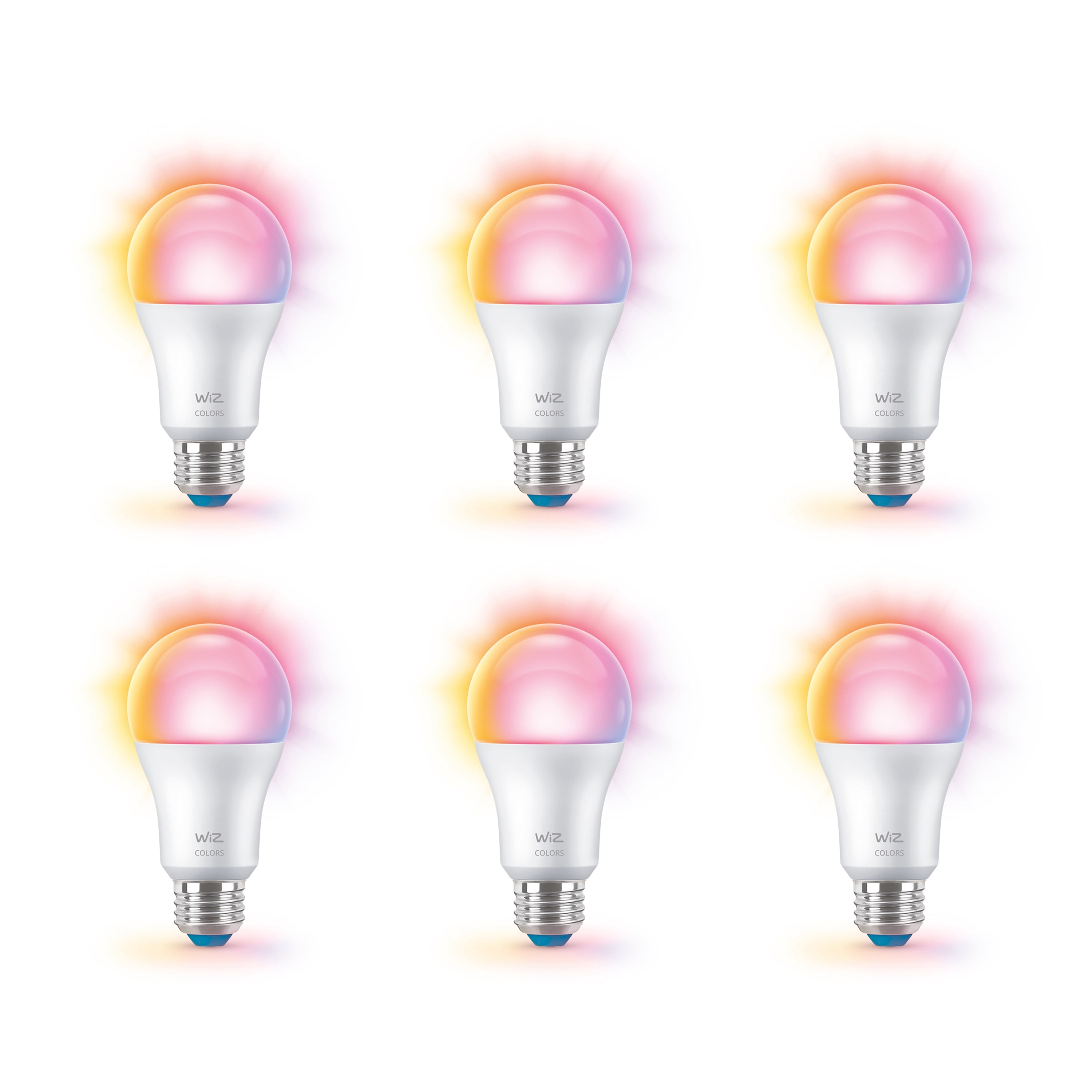 WiZ Connected LED 60-Watt A19 General Purpose Light Bulb, Frosted, Color and Tunable White, Dimmable, E26 Medium Base (6-Pack)