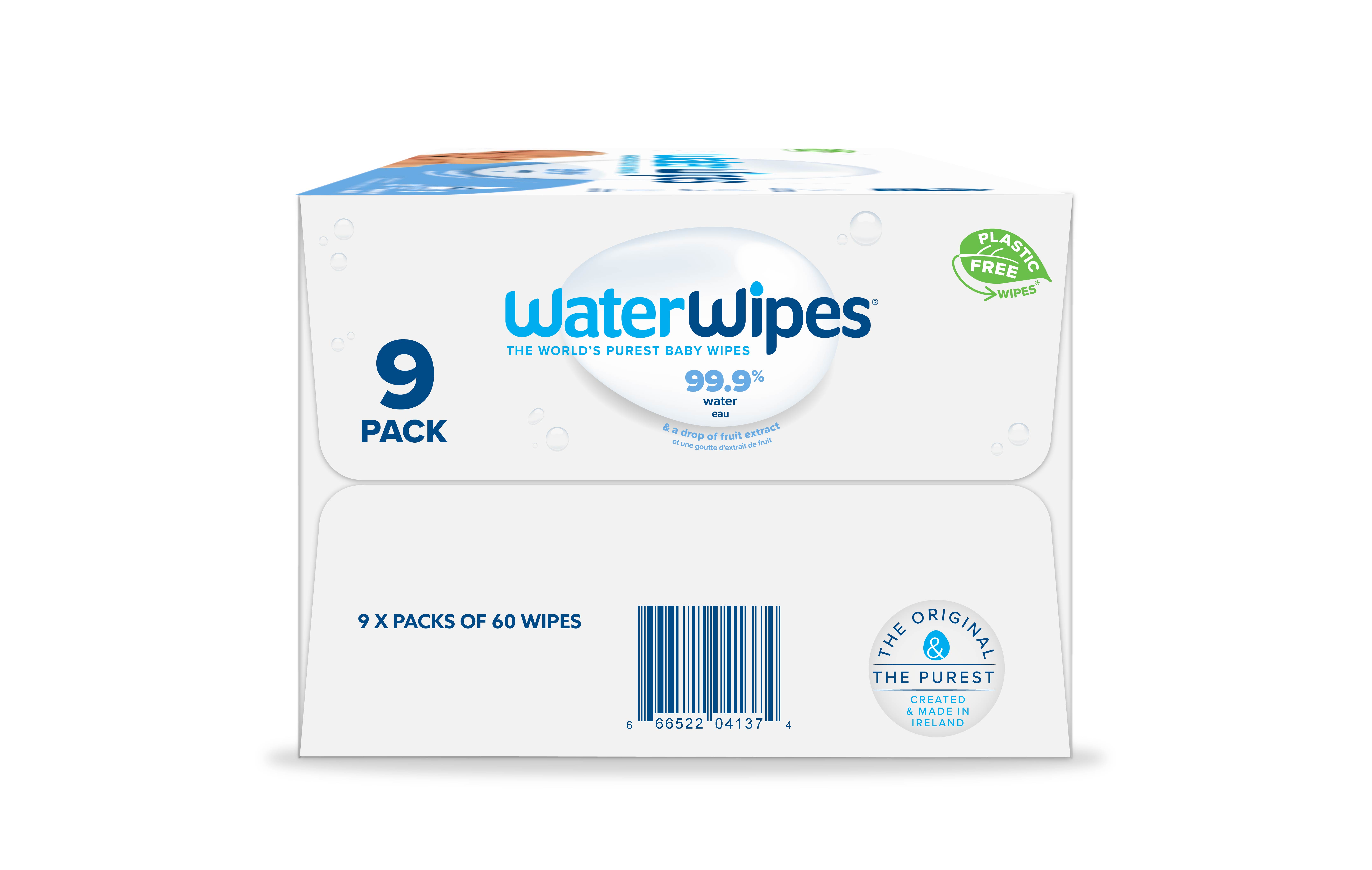 WaterWipes Plastic-Free Original 99.9% Water Based Baby Wipes, Fragrance-Free for Sensitive Skin, 540 Count (9 Packs) - image 5 of 10