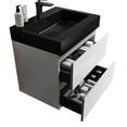 thumbnail image 3 of Wall Mounted 18.10" Wide Bathroom Vanity in White and Black | Ideal for Organizing Bathroom Items with Large Storage | Beveled Handle - Free Design for Contemporary Style, 3 of 3