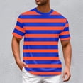 thumbnail image 2 of Rggeeun Mens Tshirts Colorful Striped Pattern Short Sleeve Crew Neck Loose Fit Soft Breathable for Summer Beach Lounging Cool Shirts,Pink,S, 2 of 6
