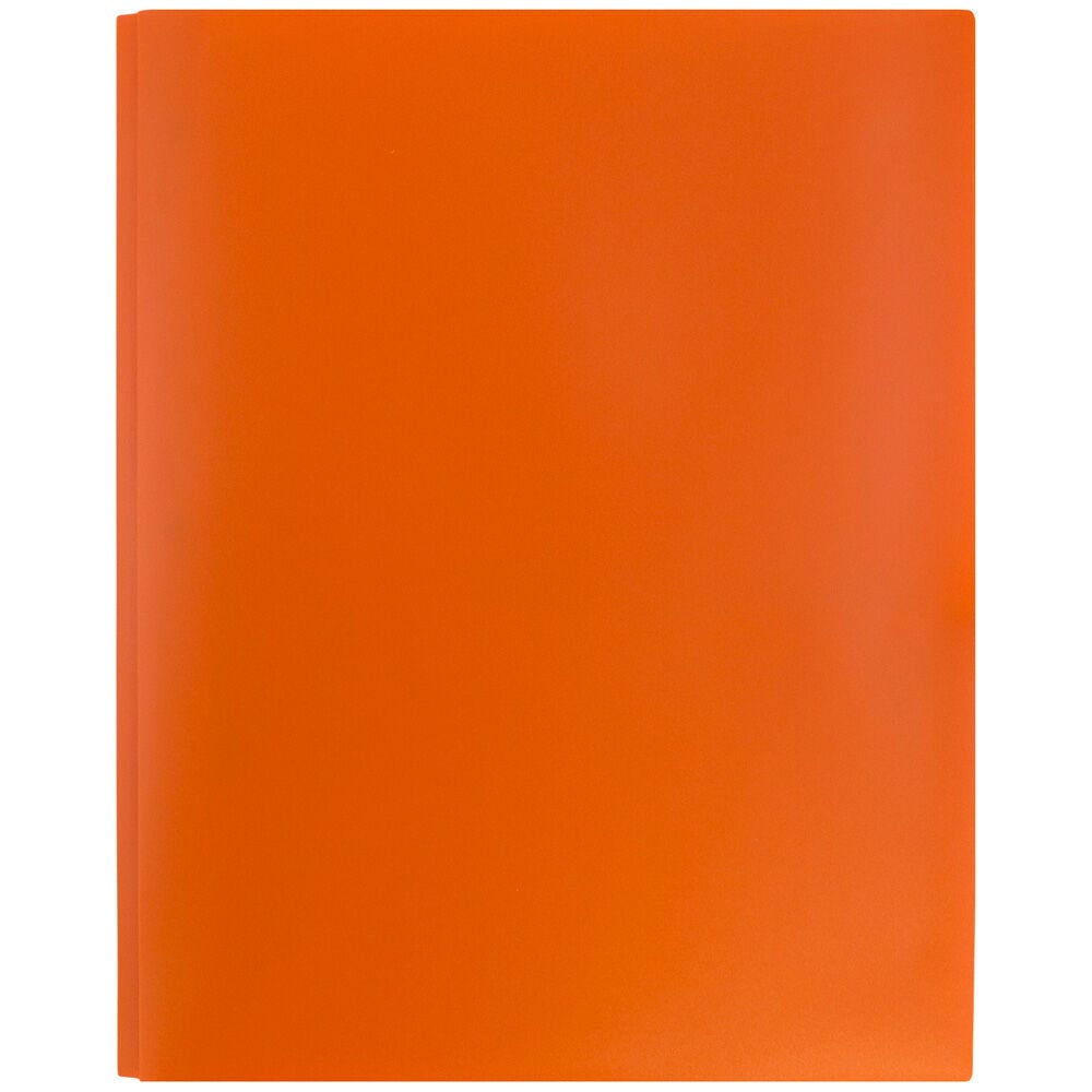 JAM Paper Plastic 2 Pocket POP Folders with Prongs Fastener Clasps, Orange, Bulk 48/Pack