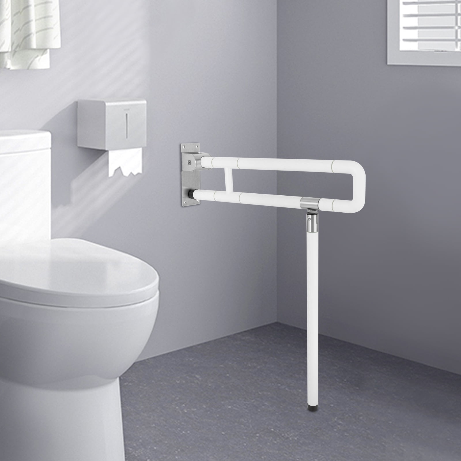 Modern L-Shape Folding Handicap Grab Bars Rails Toilet Handrails Bathroom Support Safety Rail Maximum Bearing Capacity 220 lbs 23.6*27.56in for Corridors, Stairs, Bathtubs, Living Rooms