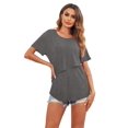thumbnail image 3 of Ekouaer Women's Maternity Shirts Short Sleeves Nursing Tops 3 Pack Double Laye Breastfeeding Tees Pregnancy Clothes, 3 of 6