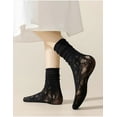 thumbnail image 6 of CoCozhu 3 Pairs Women's Cottagecore Fishnet Floral Lace Transparent Socks Balletcore Coquette Sheer Mesh Ruffle Slouch Socks, 6 of 7