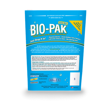 Walex Bio-Pak Ocean Mist Natural Holding Tank Deodorizer for RV Sewer Systems Bag of 10