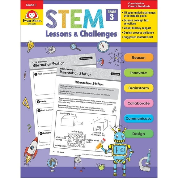 Evan-Moor STEM Lessons and Challenges, Grade 3 Teacher Resource