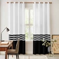 thumbnail image 4 of Black White Striped Kitchen Curtains 84 Inch Length, Modern Abstract Art Aesthetics Grommet Top Bedroom Living Room Curtains, Light Filtering Cafe Curtain Drapes 2 Panels Set 84''x84'', 4 of 9