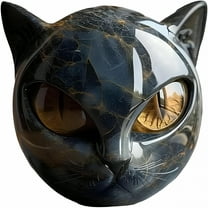 LAMIRO Luxury Black Cat Stone Sculpture,Collectible Black Cat Statue for Shelf,Desk,or Gift