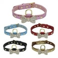 thumbnail image 4 of Designer Fancy Cute Leather Shiny Rhinestone Bow Tie Pet Cat And Dog Collar Necklace Jewelry, 4 of 5