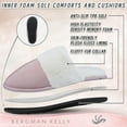 thumbnail image 3 of Bergman Kelly Womens Memory Foam Scuff Slippers, Fuzzy Indoor House Shoes W/ Faux Fur Collar & Plush Fleece Lining, 3 of 9