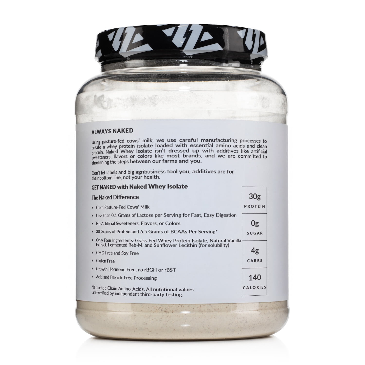 Naked Vanilla Whey Isolate Protein - Only 4 Ingredients, 30g Grass-Fed Protein, Undenatured, No GMO, No Soy, Gluten-Free, No Preservatives - 24 Servings