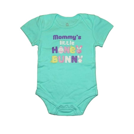 Bunny Infant Bodysuit - Infant Girl Mommys Little Honey Bunny Green Creeper Easter Bodysuit Romper