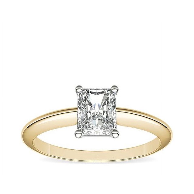 1.00 Carat Excellent Radiant Cut Real Diamond Latest Design Solitaire Engagement Ring for Ladies Solid 14K Yellow Gold Size 7.5