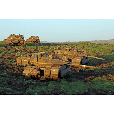 Israel Defense Force Merkava Mark IV main battle tanks Poster Print by Ofer ZidonStocktrek