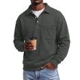 thumbnail image 5 of Men's Polo Collar Sweatshirt Long Sleeve Pullover Top with Chest Pocket Relaxed Casual Fall Sweatshirts, 5 of 6