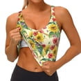 thumbnail image 4 of Fotbe Sunflower Cornflower Poppy Pattern Womens' Sports Bra Longline Wirefree Padded with Medium Support Sports Moisture-Wicking Workou Vest,Tank Top-XX-Large, 4 of 9