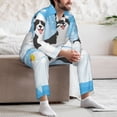 thumbnail image 7 of Naloa Collie in Bathtub Men’s Pajamas Set - Long Sleeve Button Down Sleep Shirt and Pajama Bottoms Sleepwear Set-Small, 7 of 7