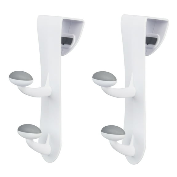 Mainstays White Over the Door Rubber Grip Hooks for Closet and Bathroom Storage, 2 Pack