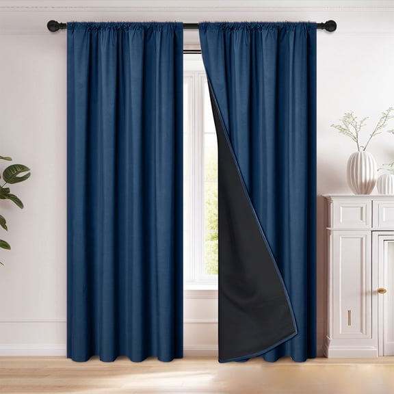 Polyester Blackout Curtains, Solid-Color Sun Light Blocking Window Drapes ,with Black Backing, Rod-Pull Light-blocking Curtains ,for Bedroom Living Room, 1 Panels,39 x 78.7 inches