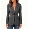 thumbnail image 4 of IUYRTFE Women's Slim Fit Single Button Blazer Long Sleeve Notched Lapel Casual Workwear Jacket, 4 of 6