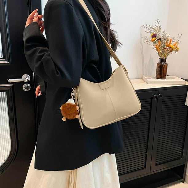 Bolso Cruzado Retro para Mujer | Bolso Vintage de Cuero PU para Mujer | Gran Capacidad | Correa Ajustable | Bolso Multifuncional Tipo Tote | 23x19.5x7 cm | Beige, Negro, Caqui, Café
