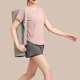 thumbnail image 3 of Hrsba Short Sleeve Tops For Women Solid Color Breathable Fast Drying Yoga Active Wear Casual Lightweight Summer Tops For Women, 3 of 4