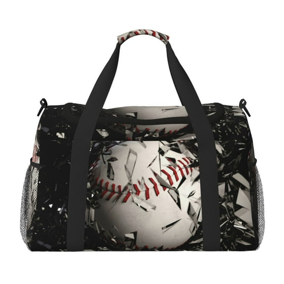 Defioc Baseball Breaking Glass Print Hand Travel Bag - Foldable Travel Duffel Bags for Men Women -Sport Gym Bag - Overnight Travel Duffel Bag - Adjustable Shoulder Strap