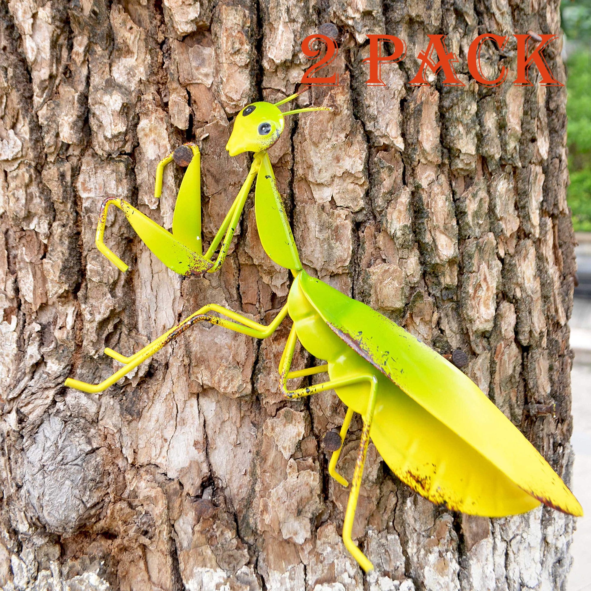 YHDSN 2 Pack Metal Praying Mantis Garden Yard Art Locust Lawn Ornament