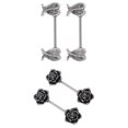 thumbnail image 1 of 2 pares de anillos de pezón de material acero inoxidable Barbell Crystal Tachue Studs, 1 of 9