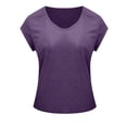 thumbnail image 4 of Giftesty Womens Plus Size Clearance Womens Casual O-Neck Loose Soft Cap Sleeve Solid Color T-Shirt Blouse Tops, 4 of 5
