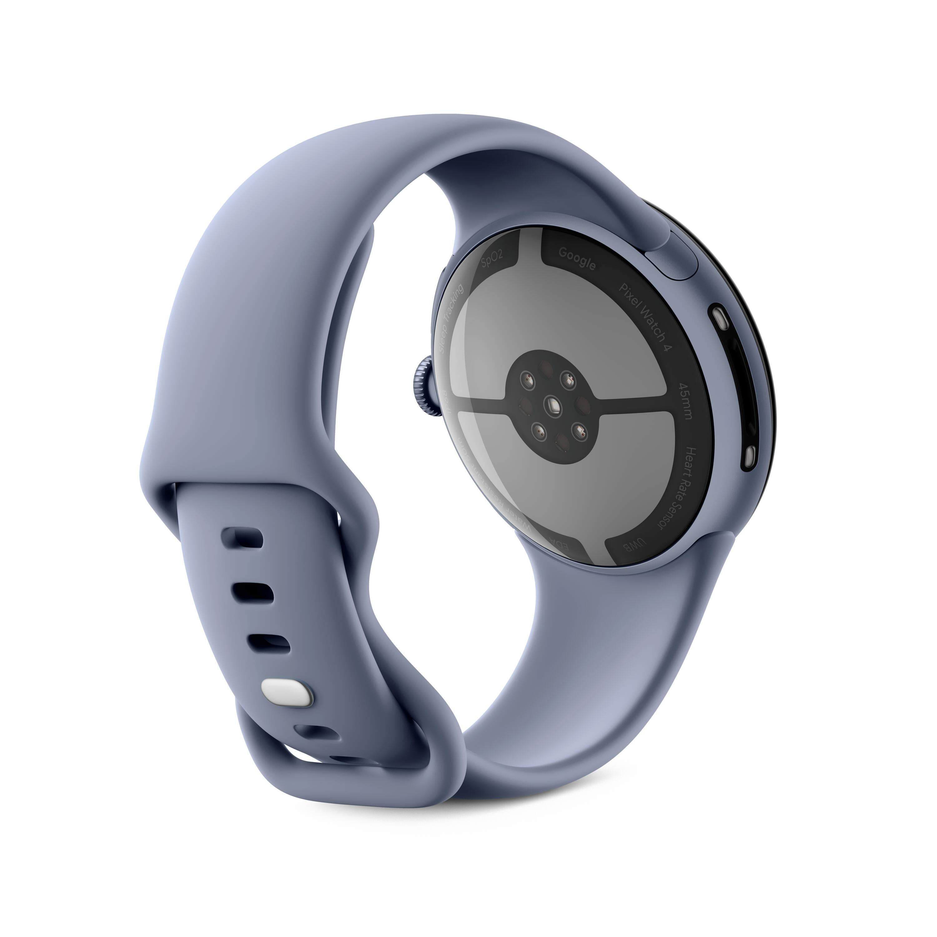 Google Pixel Watch 4 (45mm) - Android Smartwatch with Domed Display, Comprehensive Health and Fitness Tracking, and Help from Gemini - Satin Moonstone Aluminum Case - Moonstone Active Band - Wi-Fi