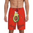 thumbnail image 1 of Bingfone Avocado Merry Christmas for Men's Short Pajama Pants, Elastic Waist Drawstring Summer Shorts-Small, 1 of 6