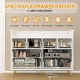 thumbnail image 6 of Acekid Dresser TV Stand, Dresser for Bedroom with LED Light & Charging Station Entertainment Center with Storage 8 Drawers Wooden Dressers with Open Space Wide Drawers, 6 of 7