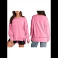 thumbnail image 3 of Sudadera Informal de Cuello Redondo para Mujer, de Larga, Holgada, , con Costuras en Contraste, para Otoño. Rosa L, 3 of 8