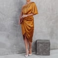 thumbnail image 6 of Sngxgn Women's Sleeveless Halter Midi Dress Bodycon Split Dresses(Yellow,XL), 6 of 7