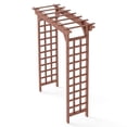 thumbnail image 6 of 63Inch Wooden Garden Arbor with Hanging Roof, Wood Pergola  with Side Climbing Trellis, Wedding Ceremony Decoration for Backyard, Lawn, Party, Brown, 6 of 8
