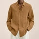 Cameland Men's Shirt Solid Color Button Closure Long Sleeve Shirts Casual Comfortable Large Size Peplum Tops - image 3 of 5