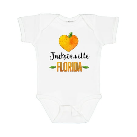 

Inktastic Jacksonville Florida Orange in Heart Gift Baby Boy or Baby Girl Bodysuit