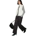 thumbnail image 2 of Bovxnpu Women Checkered Pants Wide Leg Pants For Women Wide Leg Pants Women Loose With Pockets Pull On Casual Trousers Soft Comfy, 2 of 8