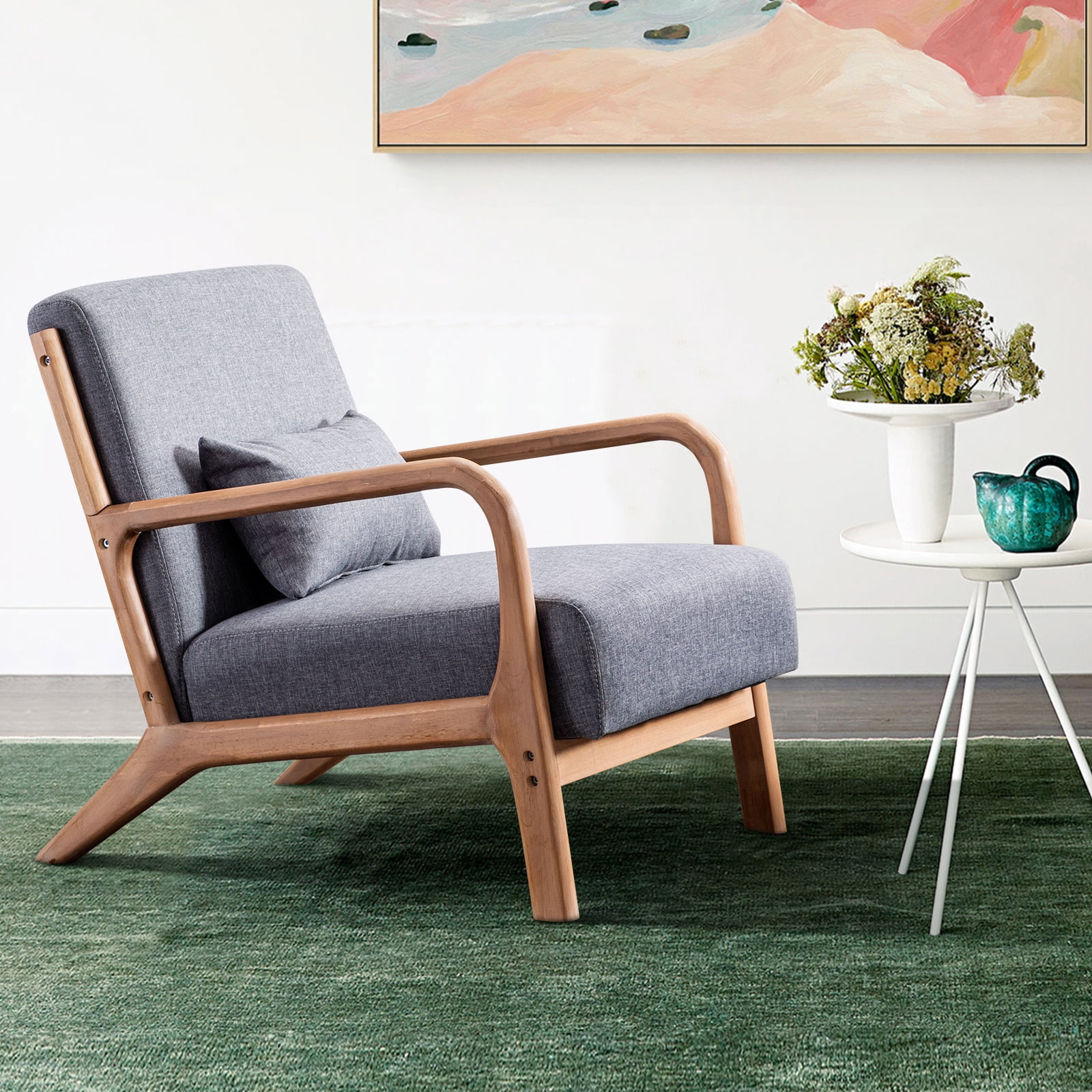 Bonzy Home Mid Century Modern Accent Chairs, Set of 2, Gray