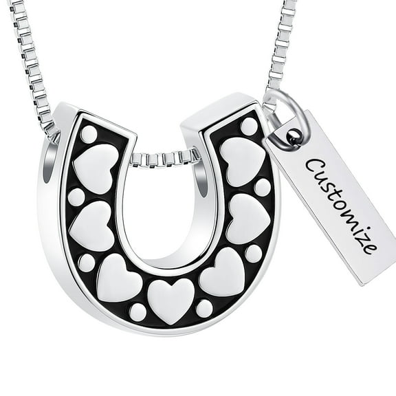 Stainless Steel Horseshoe Urn Pendant Memorial Cremation Jewelry for Ashes Keepsake Memory Necklace