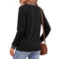 thumbnail image 4 of MOSHU Plus Size Color Block T Shirts for Women V Neck Long Sleeve Womens Shirts Loose Fall Tops with Pocket, 4 of 10