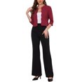 thumbnail image 2 of INSPIRE CHIC Blazers for Women's Open Front 3/4 Sleeve Crew Neck Work Office Suit Jackets Blazer XS Dark Red, 2 of 6