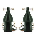 thumbnail image 3 of XYD Women Crystal Studs Transparent Strap Sandals Open Toe Ankle Strap Mid Chunky Heels Fashion Party Prom Shoes Size 15 Dark Green, 3 of 4